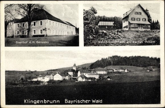 Postcard Klingenbrunn Spiegelau in the Bavarian Forest of Lower Bavaria, Waldschmidthaus am Rachel, inn