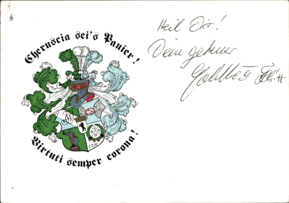 Studentika Postcard Berlin, Corps Cheruscia in the WSC, coat of arms, Ringstraße 89