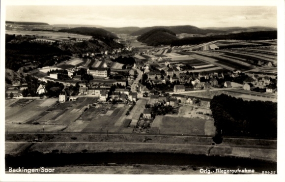 Postcard Beckingen in Saarland, aerial photograph