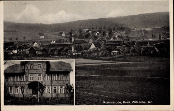 KP Rommerode Großalmerode w dzielnicy Werra Meißner, widok całkowity, karczma pod zielonym drzewem, Bes. Oetzel