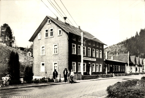 Postcard Katzhütte in Schwarzatal, Youth Hostel Helmut Just, Street