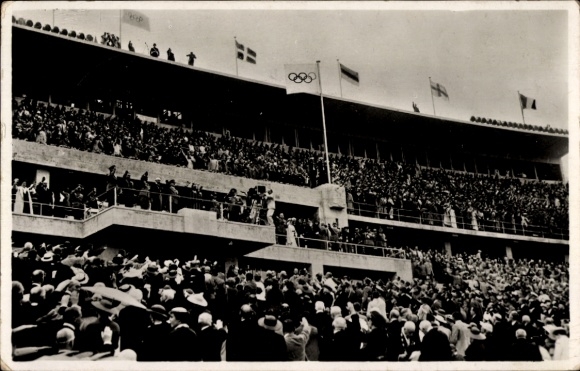 Postcard Berlin, Reichssportfeld, Olympic Stadium, leader's box, opening of the 1936 Olympic Games
