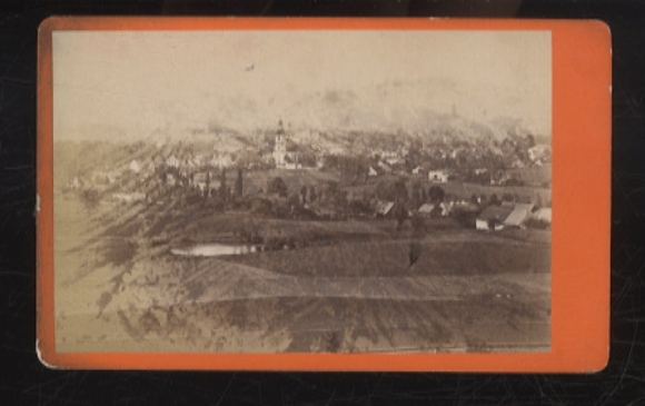 CdV Photo Bavaria, unknown place with church, mountains in the background