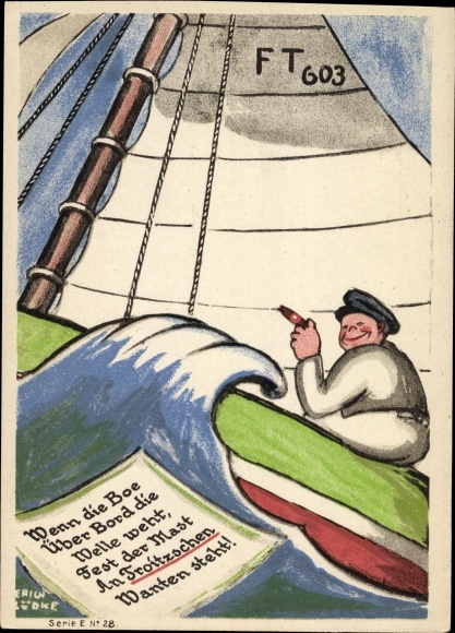 Artist PC Lüdke, E., Berlin Tempelhof, rope and cable works F. Troitzsch, sailing boat