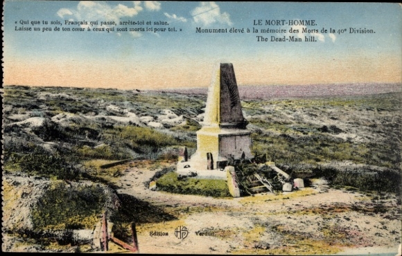 Ak Cumières le Mort Homme Meuse, Gefallenendenkmal, Toter Mann Berg