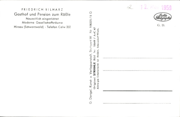 Postcard Hirsau Calw Black Forest, Inn and Pension zum Rößle