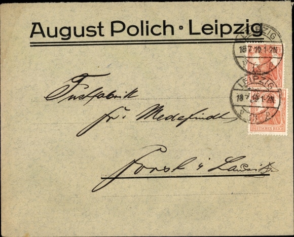 Briefumschlag Leipzig in Sachsen, August Polich
