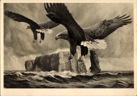 Artist Postcard Kiefer, Michael Mathias, The Watch, HDK 86, Eagle, Heligoland