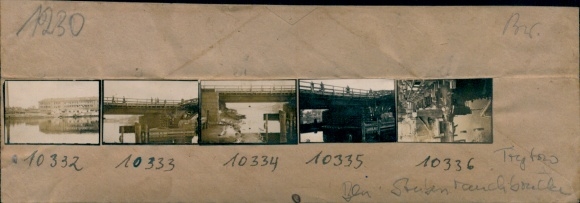 Kontaktabzug Fotos Berlin Treptow, 5 Fotos ca. 4x2 cm, Stubenrauchbrücke