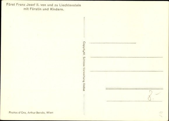 Postcard Prince Franz Josef II. von und zu Liechtenstein with princess and children