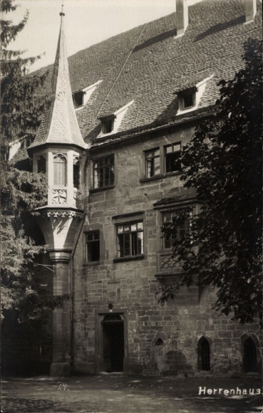 Maulbronn in the Black Forest, manor house, building with tower, trees in the foreground