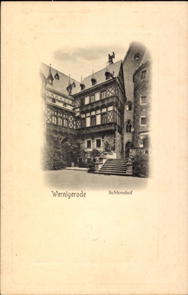 Ak Wernigerode im Harz, Schlosshof, s Gebäude, Details der Architektur