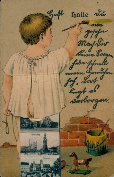 Leporello Postcard Halle an der Saale, Market Square, Town Hall