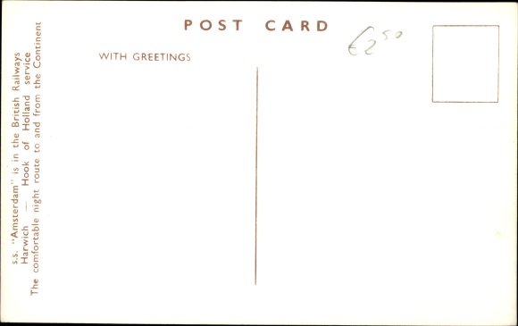 Ansichtkaart British Railways, ferry SS Amsterdam