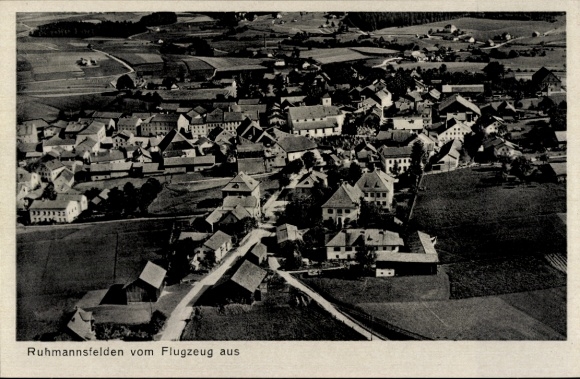 Postcard Ruhmannsfelden in the Bavarian Forest, aerial photograph