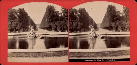 Stereo CdV Vienna 13 Hietzing Austria, Schönbrunn, Park-Allee