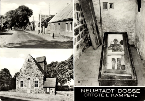 PC Kampehl Neustadt Dosse in Brandenburg, fortified church, non-decomposed corpse d. knight v. bald butz