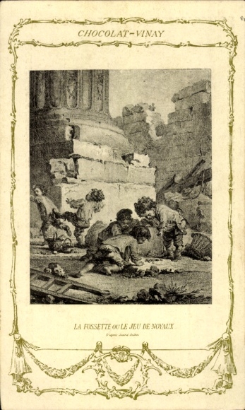 Postcard Children playing on the square, advertising, chocolate Vinay