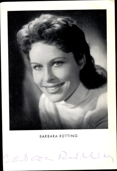 Postcard actress Barbara Rütting, portrait, autograph, film Canaris