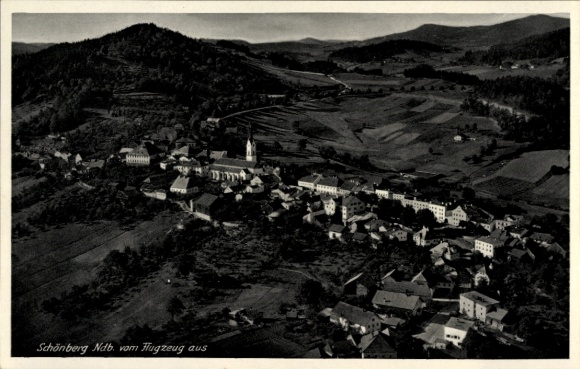 Postcard Schönberg in Lower Bavaria, aerial photograph