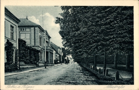 Postcard Putbus on the island of Rügen, view into Alleestraße