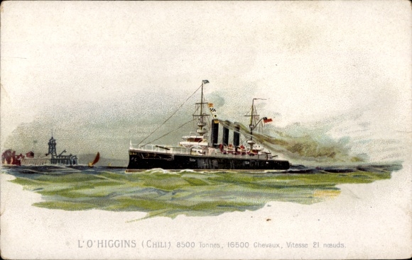 Chromo-Litho Chilean Warship, O&#39;Higgins