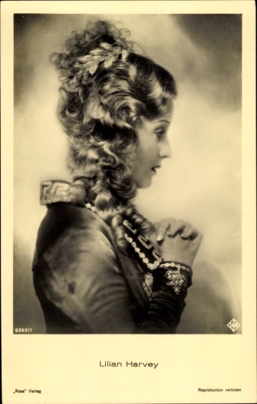 Ak Schauspielerin Lilian Harvey, Portrait im Profil, Ross Verlag 6369 1