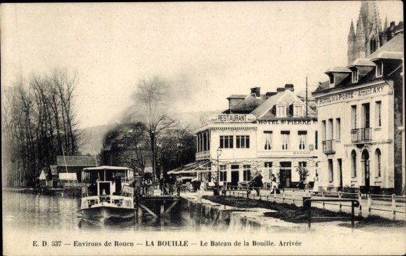 Postcard La Bouille Seine Maritime, Restaurant, Hotel Sipierre, Boat, Surroundings of Rouen, La Bouille