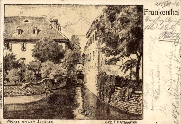 Künstler Ak Ratsmayer, F., Frankenthal in der Pfalz, Mühle an der Isenack