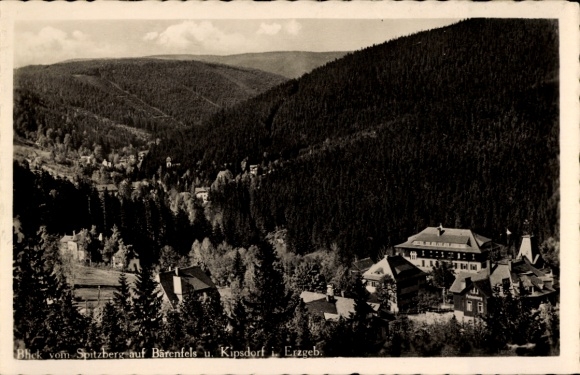 Postcard Bärenstein Altenberg Erzgebirge, view from Spitzberg, Barenfels, Kipsdorf, Erzgebirge