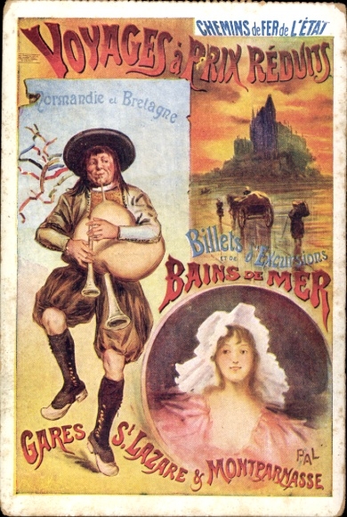 Künstler Ak Reklame, Chemins de Fer de L'État, Reisen in die Normandie und Bretagne