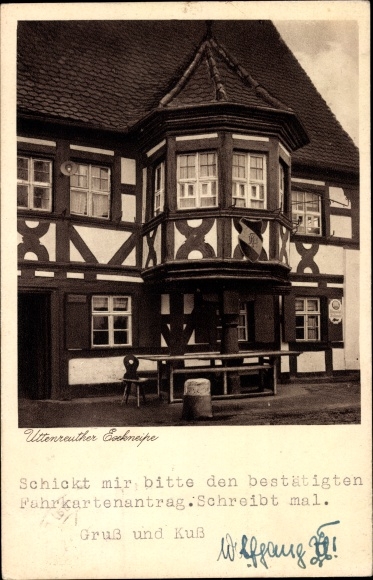 Ansichtkaart Uttenreuth Midden-Franken, Gasthaus zum Schwarzen Adler, eigenaar Josef Hack