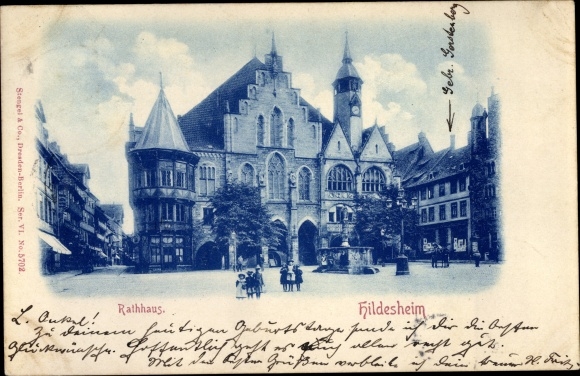 Postcard Hildesheim in Lower Saxony, town hall, Stengel 5702