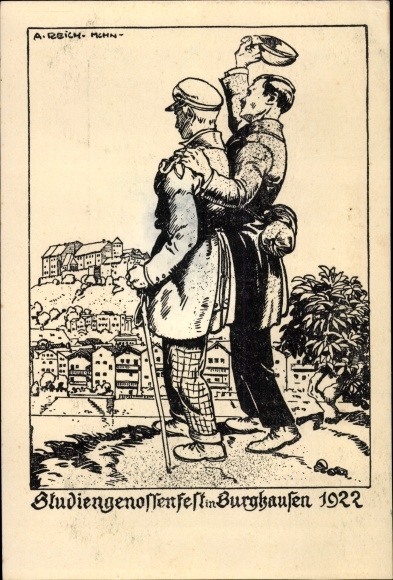 Studentika Postcard Reich, A., Burghausen in Upper Bavaria, fellow students&#39; festival 1922