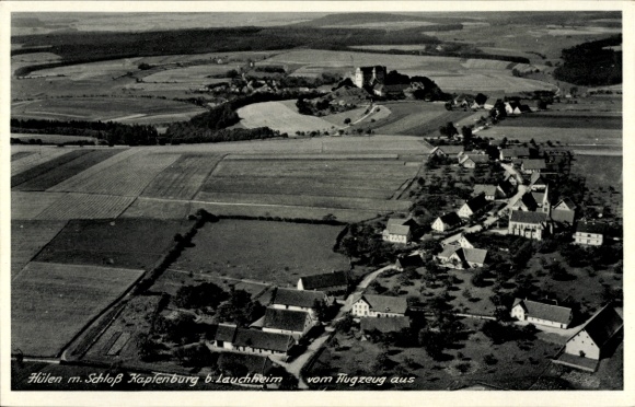 Postcard Lauchheim in the Ostalbkreis, Kapfenburg Castle, aerial photograph, Hülen