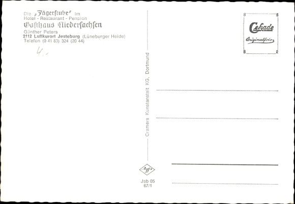 Ak Jesteburg in Nedersaksen, Jägerstube in de herberg in Nedersaksen