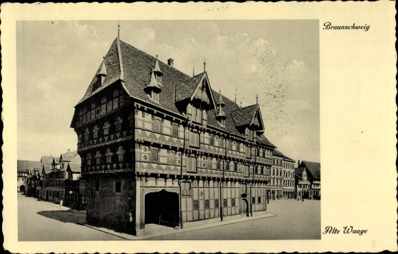 Postcard Braunschweig in Lower Saxony, old scales