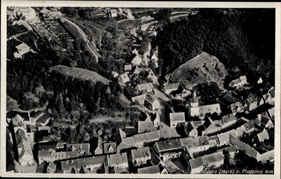 Postcard Wippra Sangerhausen am Harz, aerial photograph
