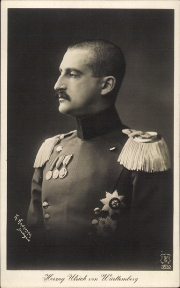 Ak Hertog Ulrich van Württemberg, portret in uniform