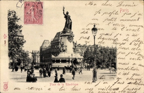 Ak Paris III, Place de la République, monument