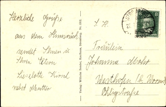 Postcard Stromberg in the Hunsrück, long view, church