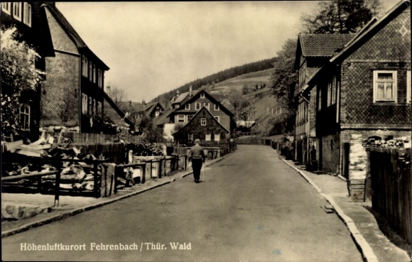 Postcard Fehrenbach Masserberg in Thuringia, street section