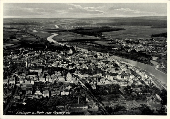 Postcard Kitzingen in Mainfranken Bavaria, aerial photograph