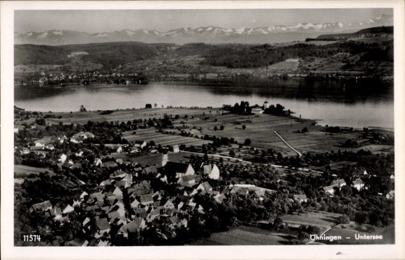 Ak Öhningen op Untersee Baden, luchtfoto