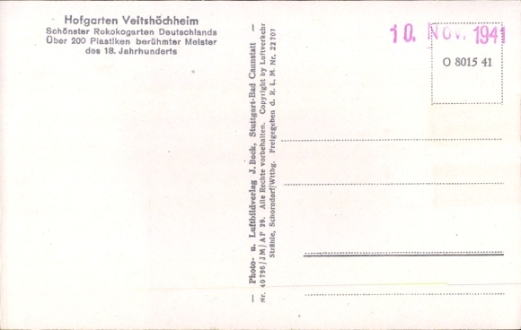 Postcard Veitshöchheim in Lower Franconia, aerial photograph, Hofgarten