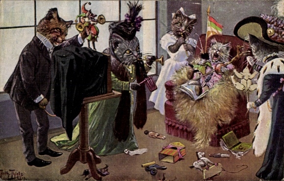 Artist Postcard Thiele, Arthur, Humanized Cats at the Photographer