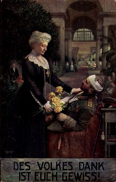 Artist Postcard Fischer, A., The people's gratitude is certain, Empress Auguste Viktoria visits hospital