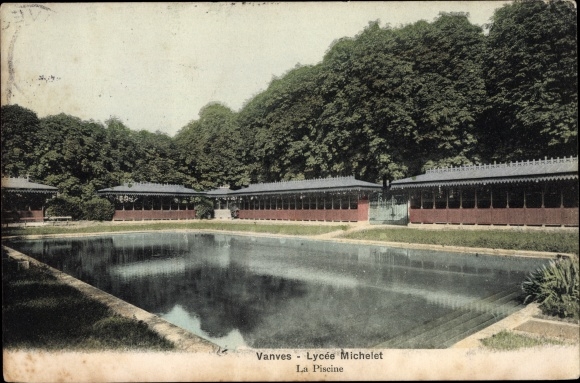 Postcard Vanves Hauts de Seine, Lycee Michelet, the swimming pool