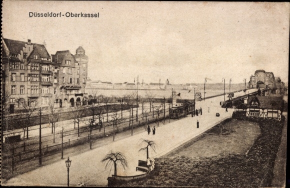 Ak Oberkassel Düsseldorf am Rhein, Promenade, Straßenansicht