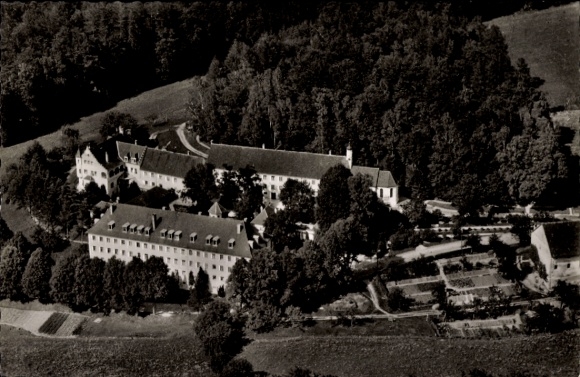 Postcard Krumbad Krumbach in the Swabian district of Günzburg, aerial photograph